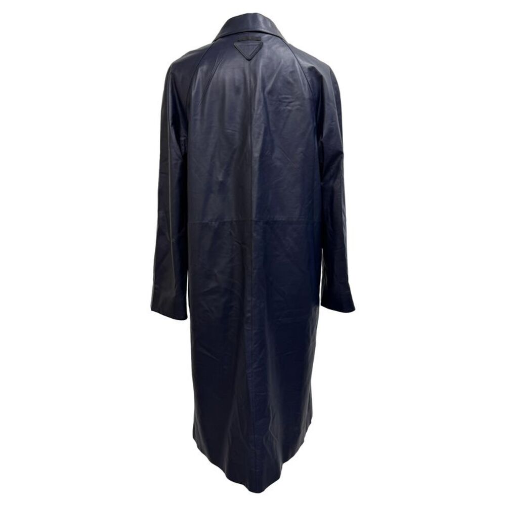 Prada Single-Breasted Coat with Pockets in Black Lamb Leather - Picture 4 of 6
